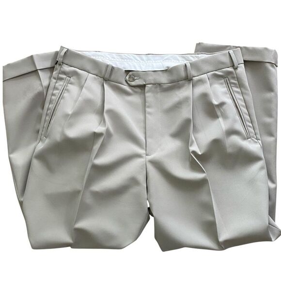 Men's Docker Premium Cream Cuffed Trousers Sz 38 x 29 - Picture 1 of 5
